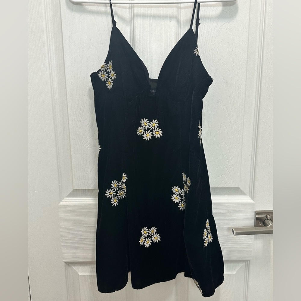 Velvet Mini Dress with Flowers